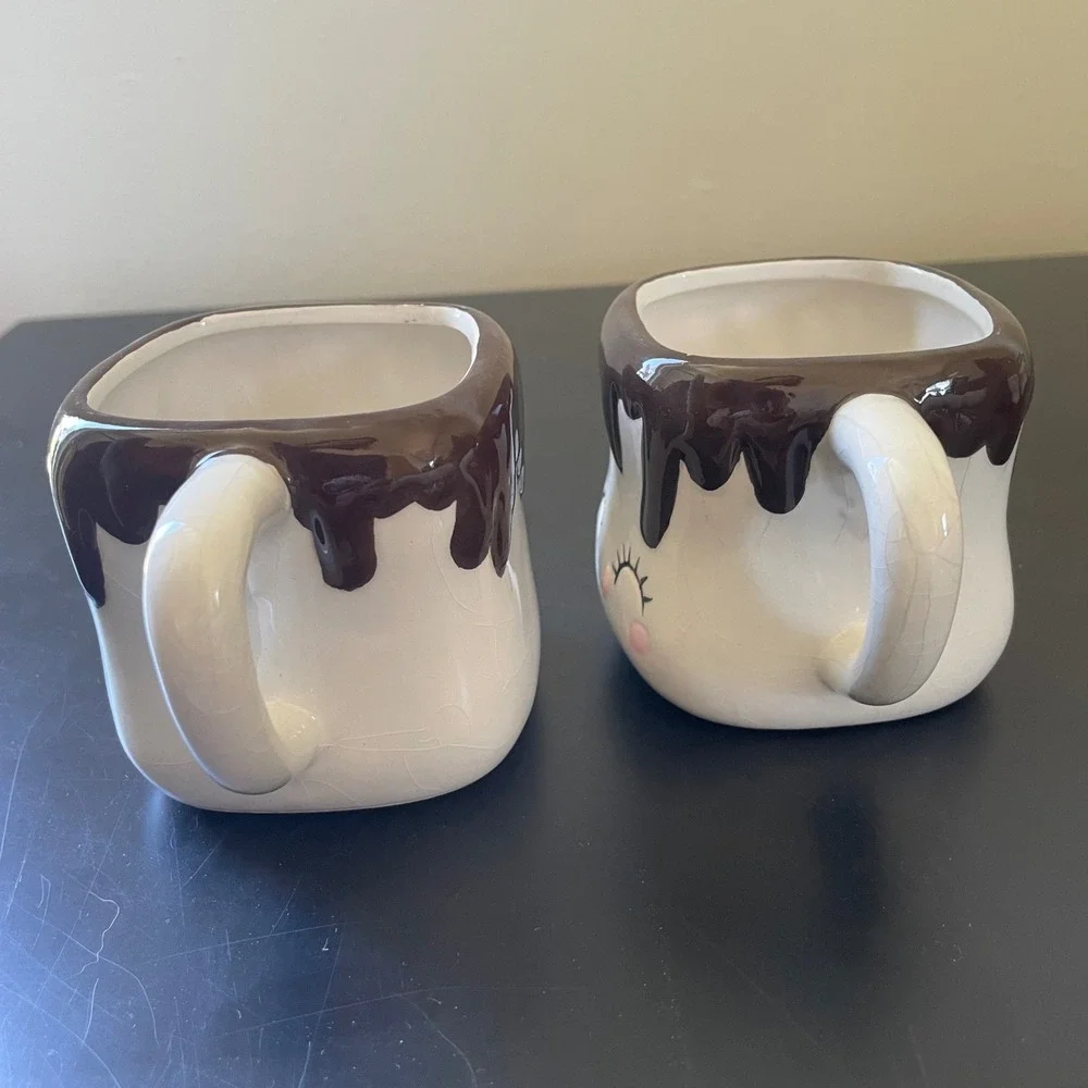 Set of 4 Marshmallow Mini Mugs Kawaii Cute Faces Hot Chocolate Kids Children Fun